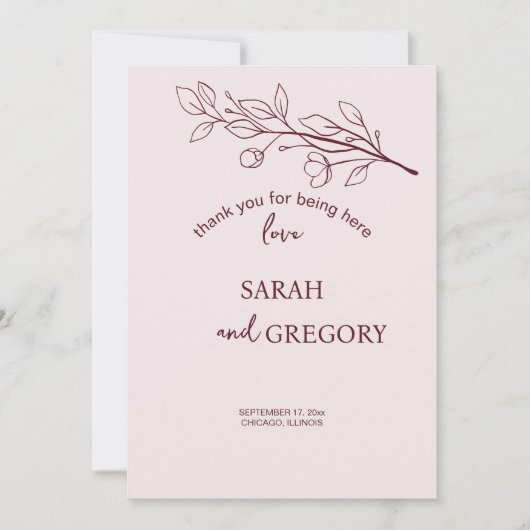 Simple Boho Floral Dankeschön Karte (Vorderseite)