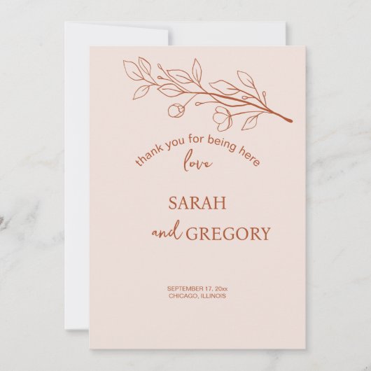 Simple Boho Floral Dankeschön Karte (Vorderseite)