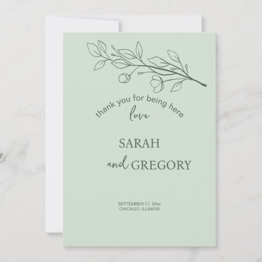 Simple Boho Floral Dankeschön Karte (Vorderseite)