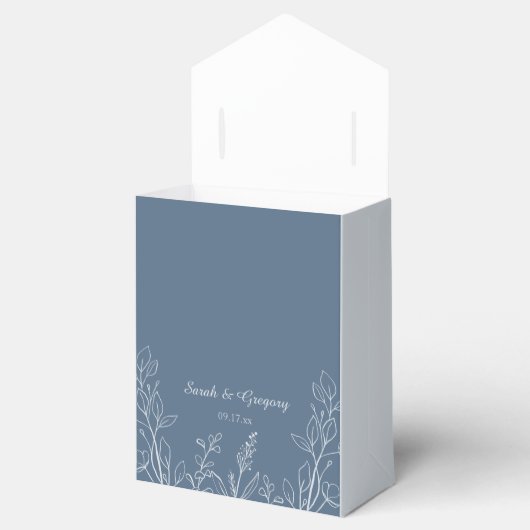Simple Boho Floral Dusty Blue Geschenkschachtel (Geöffnet)