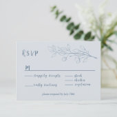 Simple Boho Floral Dusty Blue RSVP Karte (Stehend Vorderseite)