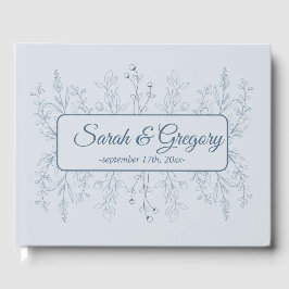 Simple Boho Floral Dusty Blue Wedding Gästebuch