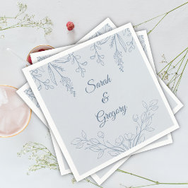 Simple Boho Floral Dusty Blue Wedding Serviette
