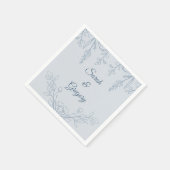 Simple Boho Floral Dusty Blue Wedding Serviette (Ecke)