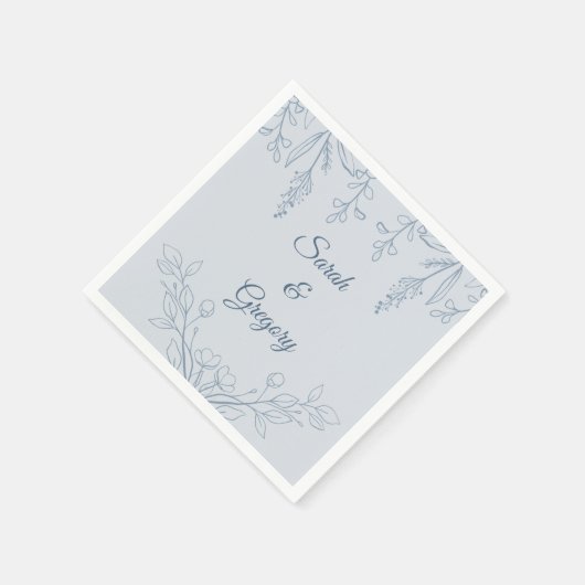 Simple Boho Floral Dusty Blue Wedding Serviette (Ecke)
