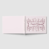 Simple Boho Floral Ruby Wine Wedding Gästebuch (Voll)
