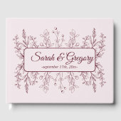 Simple Boho Floral Ruby Wine Wedding Gästebuch (Vorderseite)
