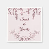 Simple Boho Floral Ruby Wine Wedding Serviette (Vorderseite)