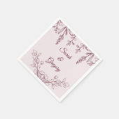 Simple Boho Floral Ruby Wine Wedding Serviette (Ecke)