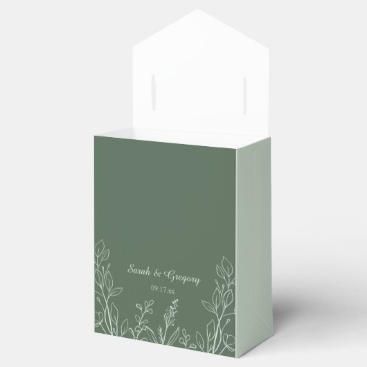 Simple Boho Floral Sage Green Geschenkschachtel (Geöffnet)