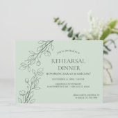 Simple Boho Floral Sage Green Probe Dinner Einladung (Stehend Vorderseite)
