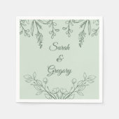Simple Boho Floral Sage Green Wedding Serviette (Vorderseite)