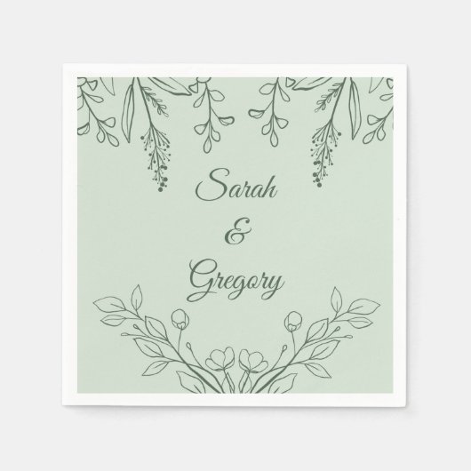 Simple Boho Floral Sage Green Wedding Serviette (Vorderseite)
