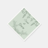 Simple Boho Floral Sage Green Wedding Serviette (Ecke)