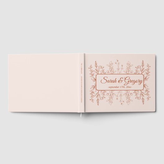 Simple Boho Floral Terracotta Wedding Gästebuch (Voll)