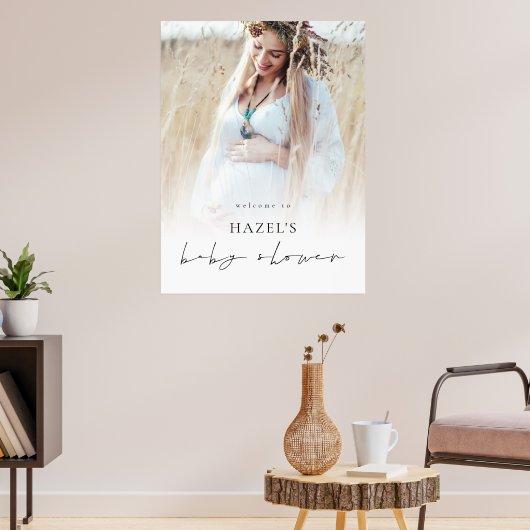 Simple Boho Foto Overlay Herzlich Willkommen bei B Poster (Wohnzimmer 3)