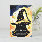 Simple Boho Fun Wizard Geburtstag Einladung (Stehend Vorderseite)
