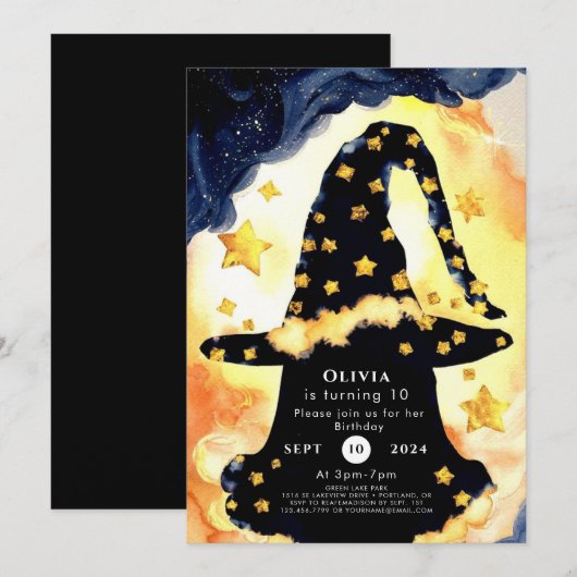 Simple Boho Fun Wizard Geburtstag Einladung (Vorne/Hinten)