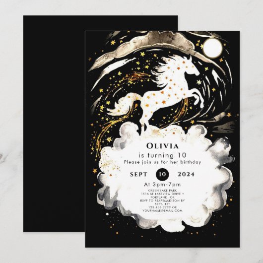 Simple Boho Horse Birthday Einladung (Vorne/Hinten)