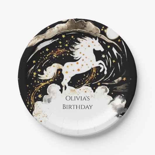 Simple Boho Horse Birthday Pappteller (Vorderseite)