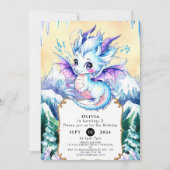 Simple Boho Ice Dragon Birthday Einladung (Vorderseite)