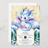 Simple Boho Ice Dragon Birthday Einladung (Vorne/Hinten)