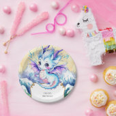 Simple Boho Ice Dragon Birthday Pappteller (Party)