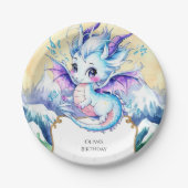 Simple Boho Ice Dragon Birthday Pappteller (Vorderseite)