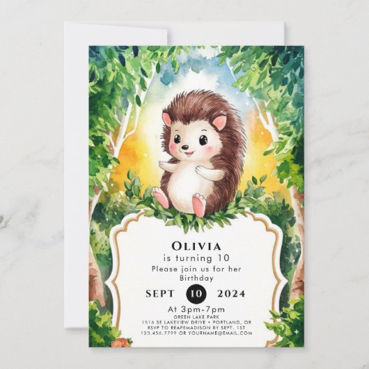 Simple Boho Igel Birthday Einladung (Vorderseite)