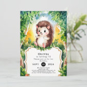 Simple Boho Igel Birthday Einladung (Stehend Vorderseite)
