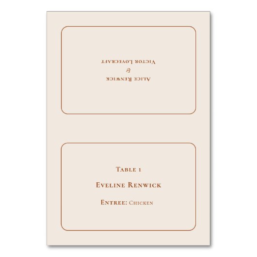 Simple Boho Ivory Entree Foldable Platzkarte Tischnummer (Vorderseite)