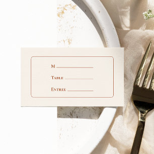 Simple Boho Ivory Wedding Entree Choice Flat Platzkarte