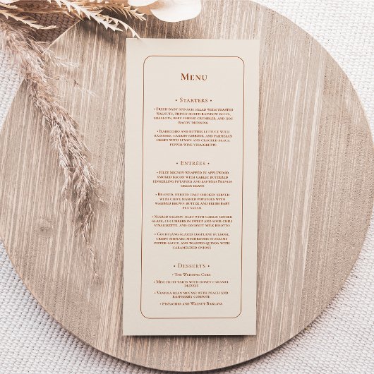 Simple Boho Ivory Wedding Flat Menükarte