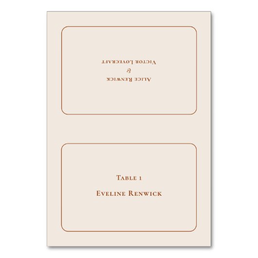 Simple Boho Ivory Wedding Foldable Platzkarte Tischnummer (Vorderseite)