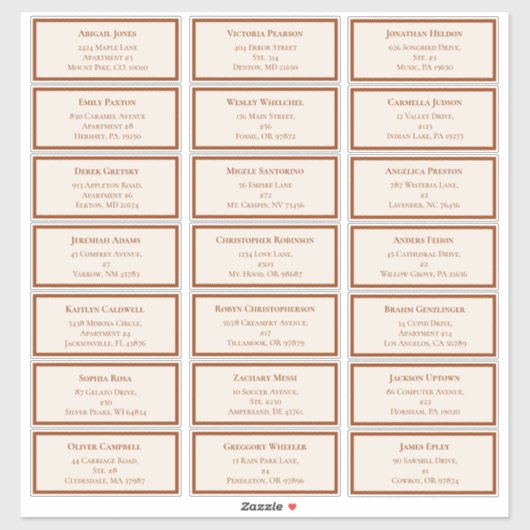 Simple Boho Ivory Wedding Guest Address Aufkleber (Blatt)