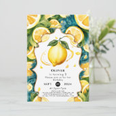 Simple Boho Lemon Birthday Einladung (Stehend Vorderseite)