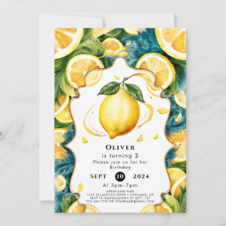 Simple Boho Lemon Birthday Einladung