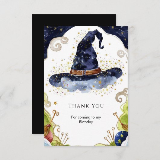 Simple Boho Magic Wizard Geburtstag Dankeskarte (Vorne/Hinten)