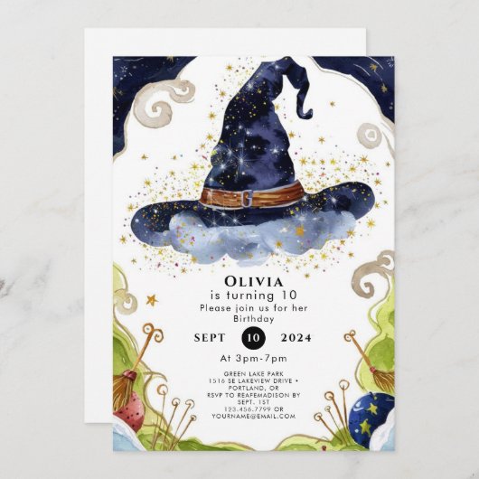 Simple Boho Magic Wizard Geburtstag Einladung (Vorne/Hinten)