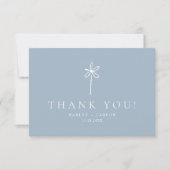 Simple Boho Minimalist Dusty Blue Wedding Dankeskarte (Vorderseite)