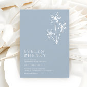 Simple Boho Minimalist Dusty Blue Wedding Einladung