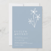 Simple Boho Minimalist Dusty Blue Wedding Einladung (Vorderseite)