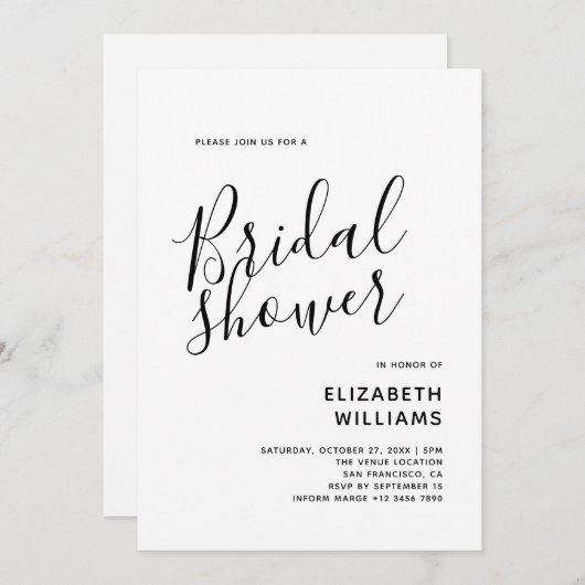 Simple Boho Minimalistisch Brautparty Einladung (Vorne/Hinten)