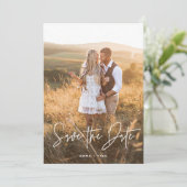 Simple Boho | Moderne Schrift und modernes Foto Save The Date (Stehend Vorderseite)