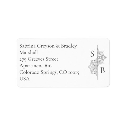 Simple Boho Monogram Wedding Rücksendeadresse Adressaufkleber (Vorne)