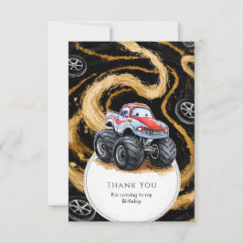 Simple Boho Monster Truck Birthday Dankeskarte