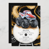 Simple Boho Monster Truck Birthday Einladung (Vorne/Hinten)