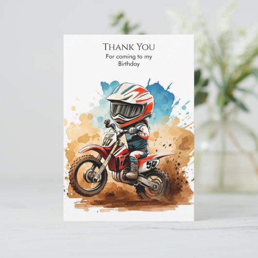 Simple Boho Motorrad Geburtstag Dankeskarte (Stehend Vorderseite)