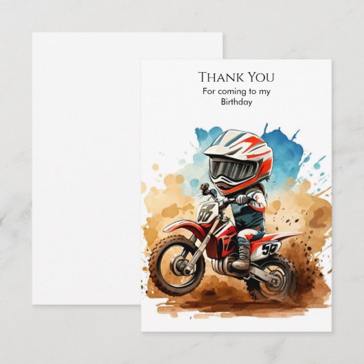 Simple Boho Motorrad Geburtstag Dankeskarte (Vorne/Hinten)