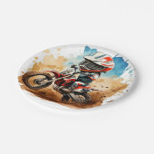 Simple Boho Motorrad Geburtstag Pappteller (Schrägansicht)